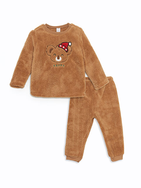 LCW baby Bisiklet Yaka Pelüş Erkek Bebek Pijama Takımı - W4DT58Z1-T4A