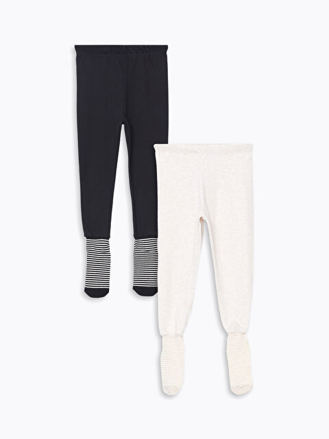 LCW baby Beli Lastikli Çoraplı Erkek Bebek Pijama Alt 2'li - W4DT61Z1-E4S