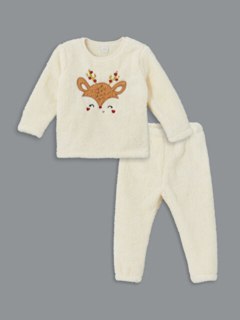 LCW baby Bisiklet Yaka Baskılı Kız Bebek Pijama Takım - W4DU51Z1-YG7