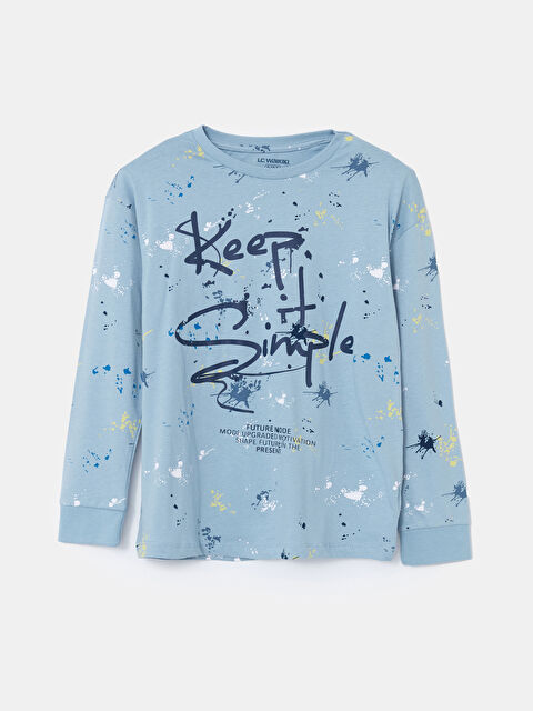 LCW Kids Bisiklet Yaka Uzun Kollu Baskılı Erkek Çocuk Pijama Üst - W4DU69Z4-LQQ