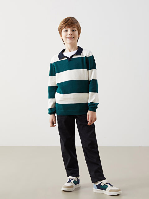 LCW Kids Yeşil Polo Yaka Uzun Kollu Erkek Çocuk Kazak - W4DV37Z4