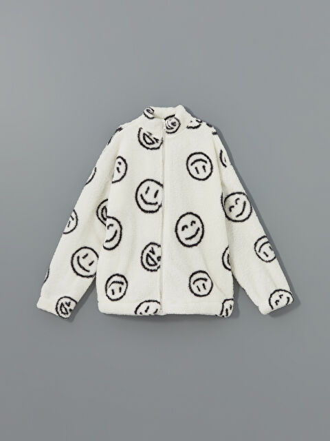 LCW Kids Dik Yaka Pelüş Kız Çocuk Fermuarlı Sweatshirt - W4DV94Z4-LRA