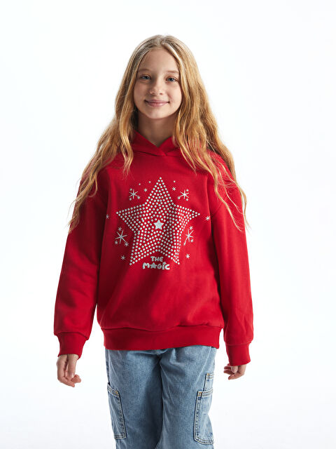 LCW Kids Kapüşonlu Kız Çocuk Sweatshirt - W4DY30Z4-GZL