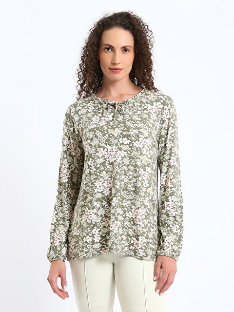 LCWAIKIKI Classic Tie Neck Patterned Women's Blouse - W4EB14Z8-LS6