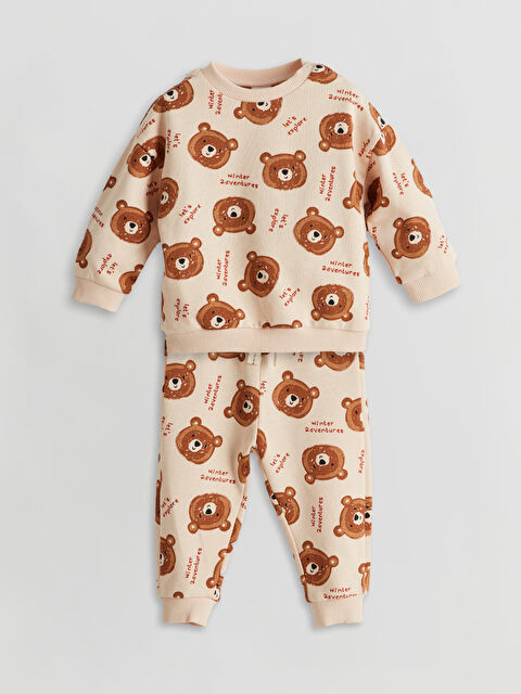 LCW baby Bisiklet Uzun Kollu Baskılı Erkek Bebek Sweatshirt ve Eşofman Alt 2'li Takım - W4EB22Z1-LRA