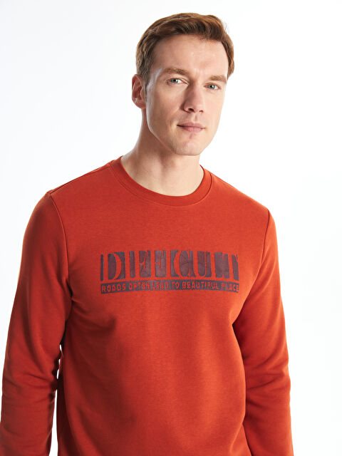 LCWAIKIKI Classic Crew Neck Printed Men's Thick Sweatshirt