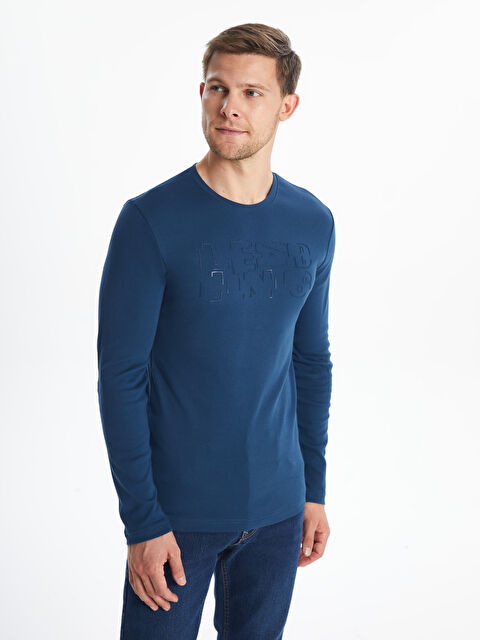 LCWAIKIKI Classic Bisiklet Yaka Uzun Kollu Baskılı Erkek Tişört - W4EB33Z8-PJG