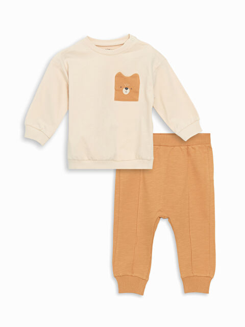 LCW baby Nakışlı Erkek Çocuk Sweatshirt ve Eşofman Alt 2'li - W4EC19Z1-S6R