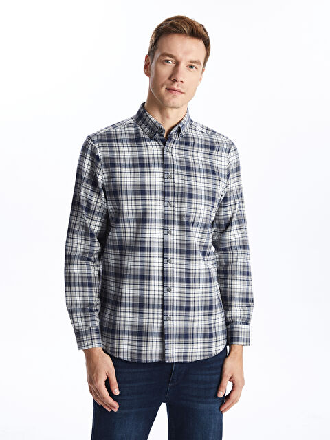 LCWAIKIKI Classic Regular Fit Uzun Kollu Ekose Gabardin Erkek Gömlek - W4EC31Z8-LAL
