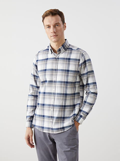 LCWAIKIKI Classic Regular Fit Uzun Kollu Ekose Gabardin Erkek Gömlek - W4EC32Z8-SZ4