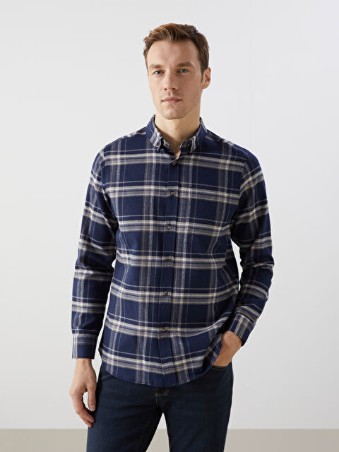 LCWAIKIKI Classic Regular Fit Uzun Kollu Ekose Gabardin Erkek Gömlek - W4EC33Z8-LKQ