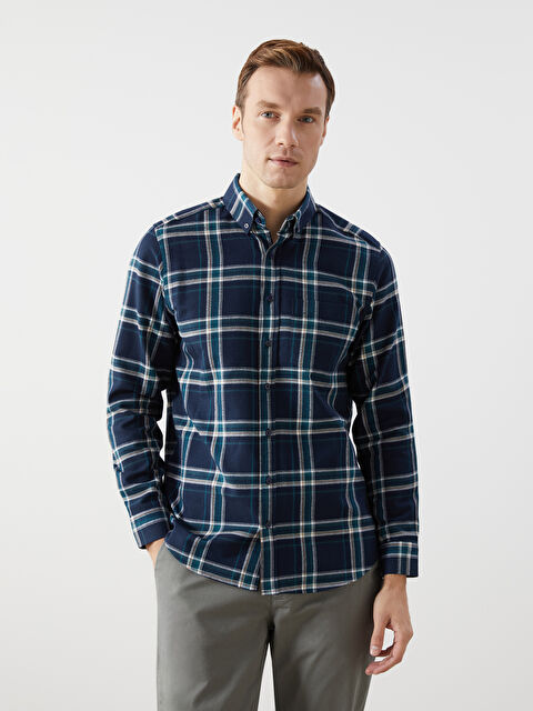 LCWAIKIKI Classic Regular Fit Uzun Kollu Ekose Gabardin Erkek Gömlek - W4EC33Z8-LN6