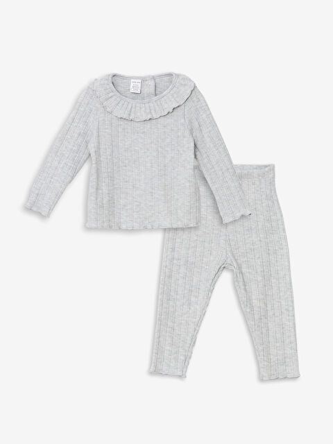 LCW baby Bisiklet Yaka Kız Bebek Bluz ve Tayt 2'li Takım - W4EC64Z1-LAK