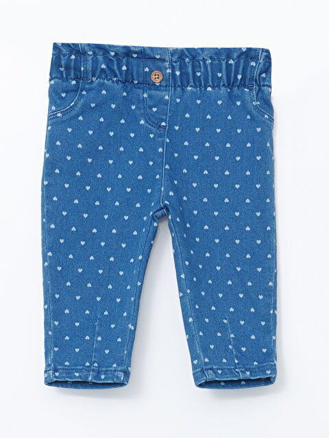 LCW baby Beli Lastikli Kız Bebek Jean Pantolon - W4EC77Z1-507