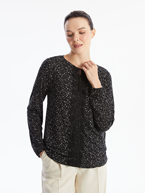 LCW Grace Bağlamalı Yaka Desenli Uzun Kollu Kadın Bluz - W4ED07Z8-LQJ