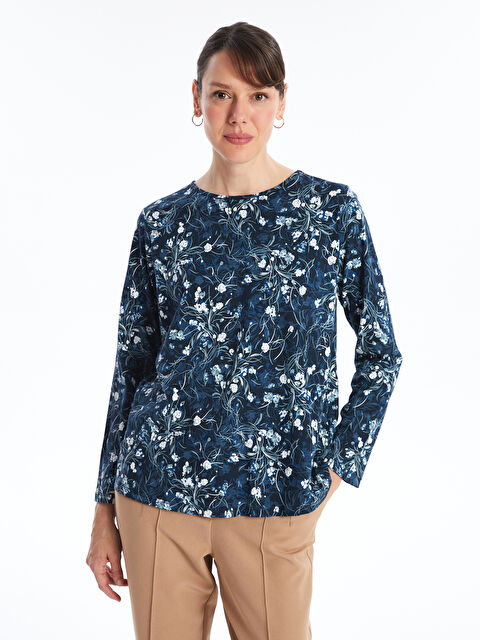 LCW Grace Bisiklet Yaka Desenli Kadın Bluz - W4ED12Z8-LSJ