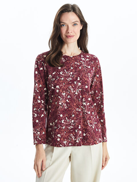 LCW Grace Bisiklet Yaka Desenli Kadın Bluz - W4ED12Z8-LQV