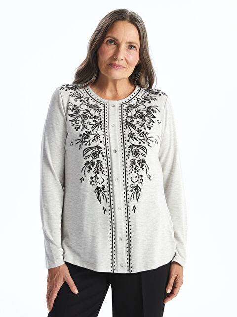 LCW Grace Bisiklet Yaka Çiçekli Kadın Bluz - W4ED15Z8-D2Y