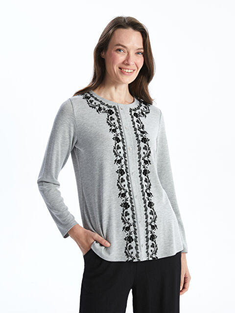 LCW Grace Bisiklet Yaka Çiçekli Kadın Bluz - W4ED15Z8-JMD