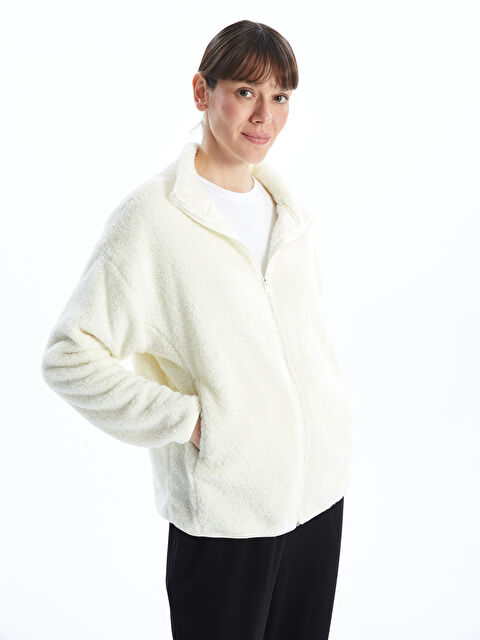 LCWAIKIKI Basic Dik Yaka Pelüş Kadın Fermuarlı Sweatshirt - W4ED49Z8-FEF
