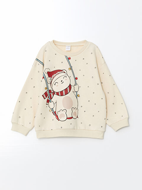 LCW Kids Kalın Bisiklet Yaka Kız Bebek Sweatshirt - W4EE25Z1-LRA