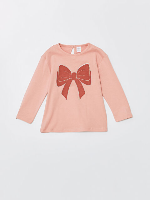 LCW Kids Bisiklet Yaka Uzun Kollu Baskılı Kız Çocuk Tişört - W4EE27Z1-FGV