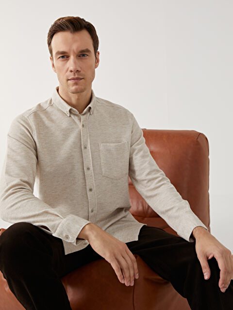 LCWAIKIKI Classic Regular Fit Uzun Kollu Armürlü Erkek Gömlek - W4EE40Z8-Q83