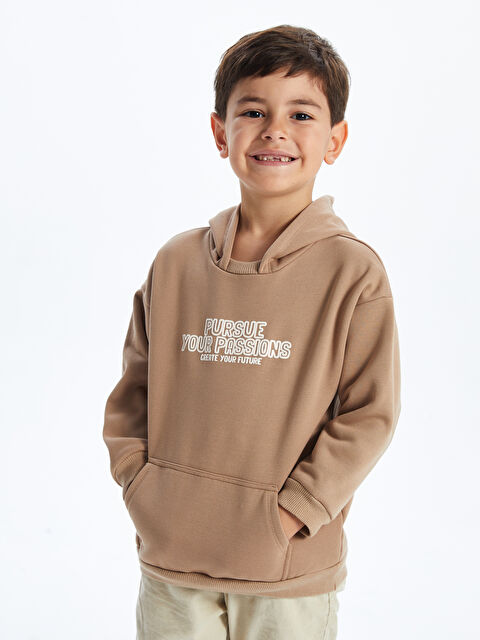 LCW Kids Kapüşonlu Baskılı Erkek Çocuk Sweatshirt - W4EE51Z1-GEJ