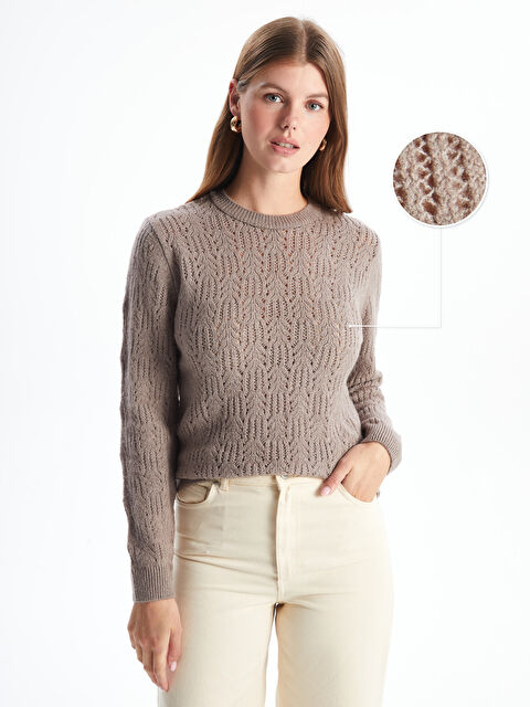 LCWAIKIKI Basic Bisiklet Yaka Ajurlu Kadın Triko Kazak - W4EH02Z8-K6Z