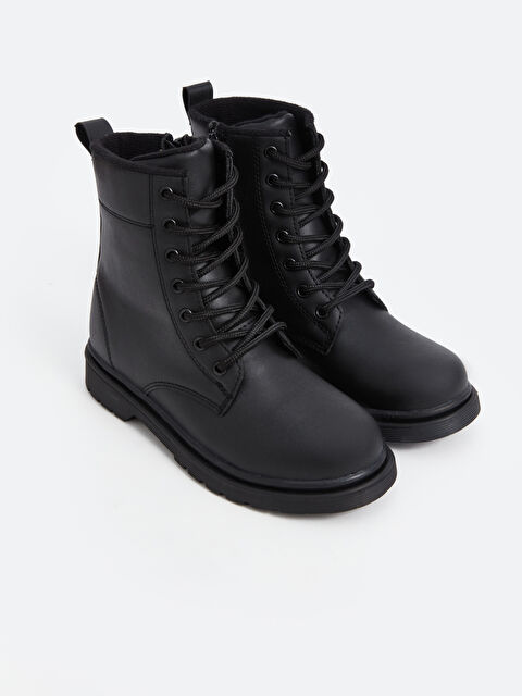 LCW STEPS Deri Görünümlü Bağcık ve Fermuarlı Erkek Çocuk Bot - W4EH13Z4-HUC