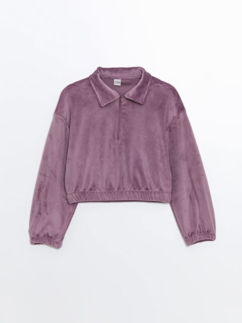 LCW Kids Polo Yaka Kadife Kız Çocuk Sweatshirt - W4EH99Z4-H7E