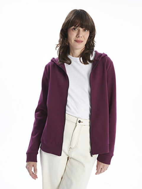 LCWAIKIKI Classic سويت شيرت بسحاب سميك مزود بغطاء رأس للسيدات - W4EI44Z8-HNN