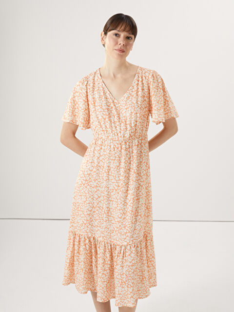 LCWAIKIKI Classic V-Neck Patterned Women's Dress - W4EJ06Z8-F9C