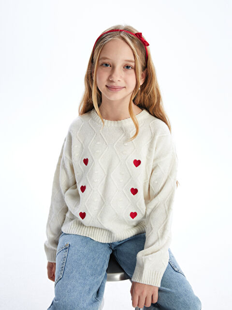 LCW Kids Bisiklet Yaka Kız Çocuk Triko Kazak - W4EJ11Z4-FDV