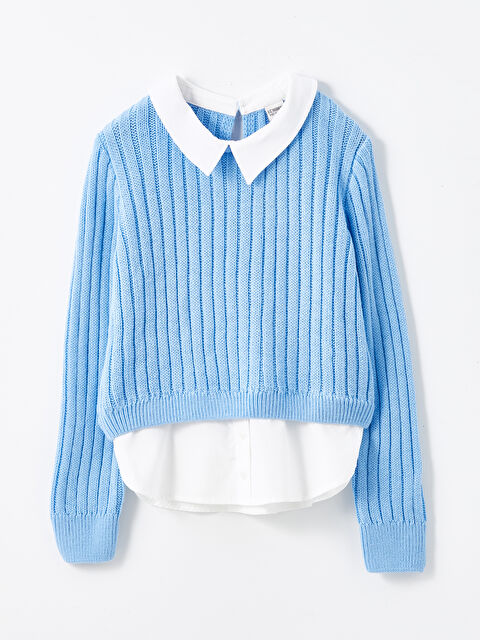 LCW Kids Gömlek Yaka Kız Çocuk Triko Kazak - W4EJ16Z4-UER