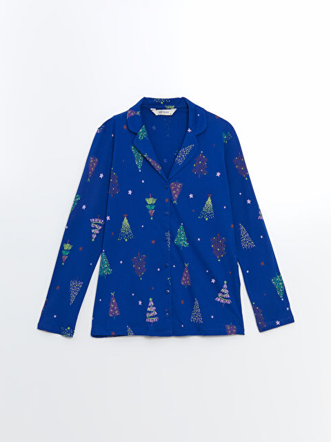 LCW Young Gömlek Yaka Yılbaşı Temalı Kadın Pijama Üst - W4EJ33Z8-LQL