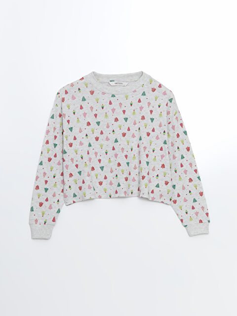 LCW Young Bisiklet Yaka Yılbaşı Temalı Kadın Pijama Üst - W4EJ42Z8-998