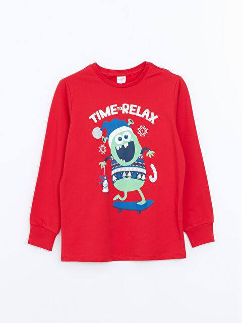 LCW Kids Bisiklet Yaka Baskılı Erkek Çocuk Pijama Üst - W4EJ46Z4-HNK