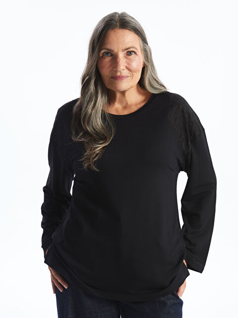 LCW Grace Bisiklet Yaka Nakışlı Kadın Bluz - W4EK36Z8-CVL