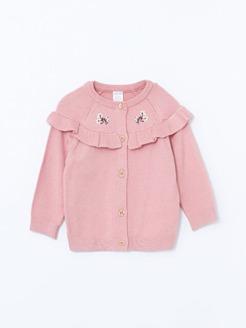 LCW baby Bisiklet Yaka Nakışlı Kız Bebek Hırka - W4EK95Z1-V68