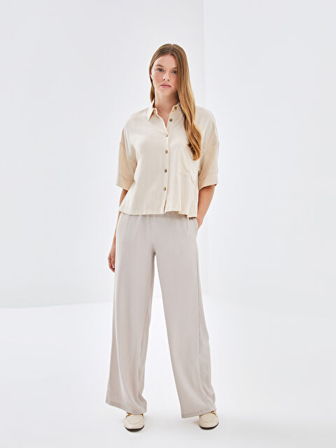 LCW Vision Elasticated Waist Textured Women's Trousers - W4EL10Z8-G5M