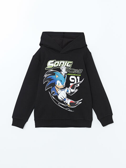 LCW Kids Kapüşonlu Sonic Baskılı Erkek Çocuk Sweatshirt - W4EM25Z4-CVL