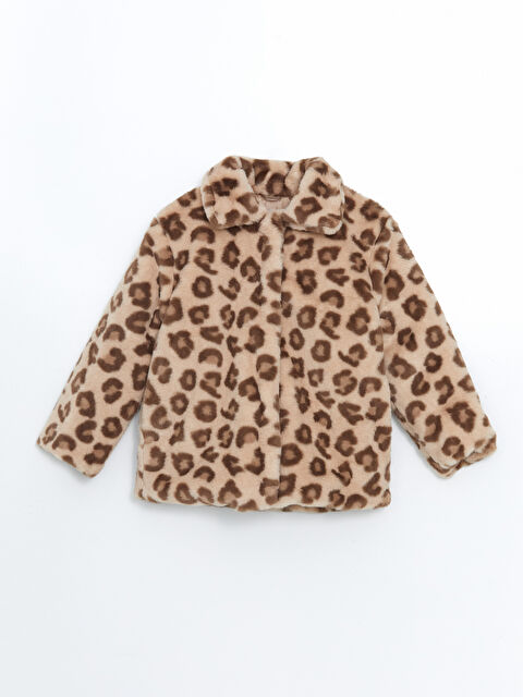 LCW Kids Leopar Desenli Kız Çocuk Suni Kürk Mont - W4EN12Z4-LQB