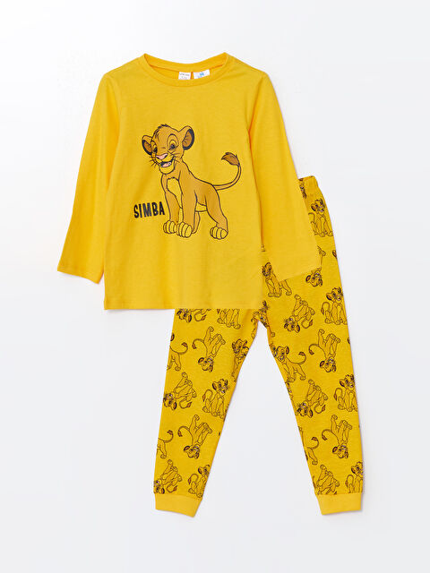 LCW baby Bisiklet Yaka Uzun Kollu Aslan Kral Baskılı Erkek Bebek Pijama Takımı - W4EN40Z1-G9W