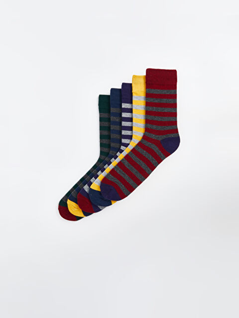 LCW ACCESSORIES Striped Men's Ankle Socks 5 Pack - W4EO24Z8-K00