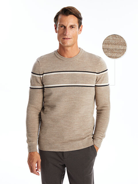 LCWAIKIKI Classic Bisiklet Yaka Uzun Kollu Çizgili Erkek Triko Kazak - W4EO68Z8-D5Q