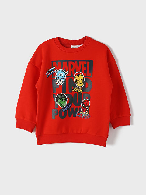 LCW baby Crew Neck Marvel Printed Long Sleeve Baby Boys' Sweatshirt - W4ER37Z1-HBH
