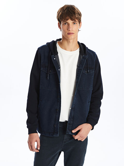 LCW Jeans Standart Kalıp Kapüşonlu Erkek Jean Ceket - W4ES28Z8-309