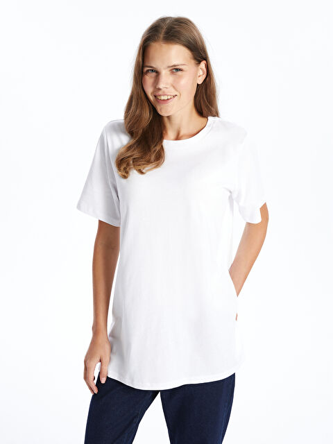 LCW Comfort Bisiklet Yaka Kadın Tişört - W4ET03Z8-Q6K