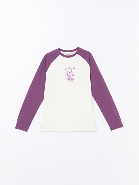 LCW Kids Crew Neck Printed Long Sleeve Girls' T-Shirt - W4ET76Z4-FDU